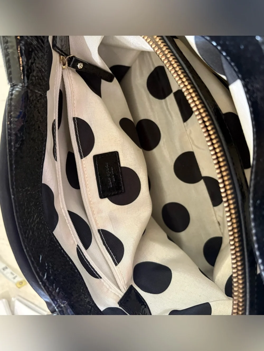 Kate Spade New York Lawrenceville Slim Kenny Tote Black Nylon Patent Leather Bow